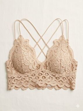 NWT!! Sold Out Free People SMOCKED Adella Lacey Bralette Bra Crop Top size M-L